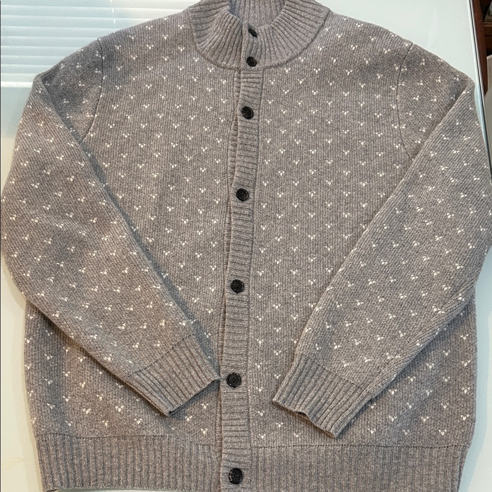 Womens Gray merino wool thick Cardigan sweater Brooks Brothers